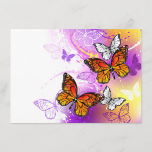Monarch Butterflies on Purple Background Hinweiskarte