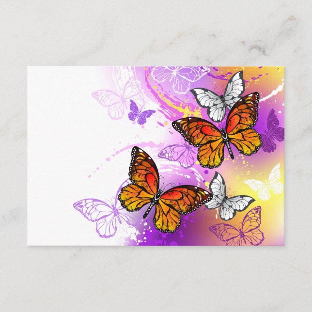 Monarch Butterflies on Purple Background Hinweiskarte (Vorderseite)