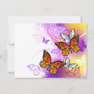 Monarch Butterflies on Purple Background Hinweiskarte
