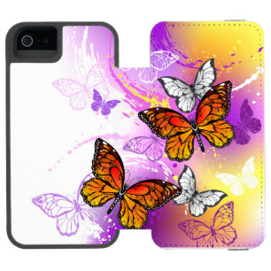 Monarch Butterflies on Purple Background Incipio Watson™ iPhone 5 Geldbörsen Hülle