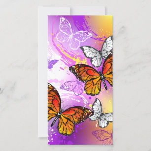 Monarch Butterflies on Purple Background Karte