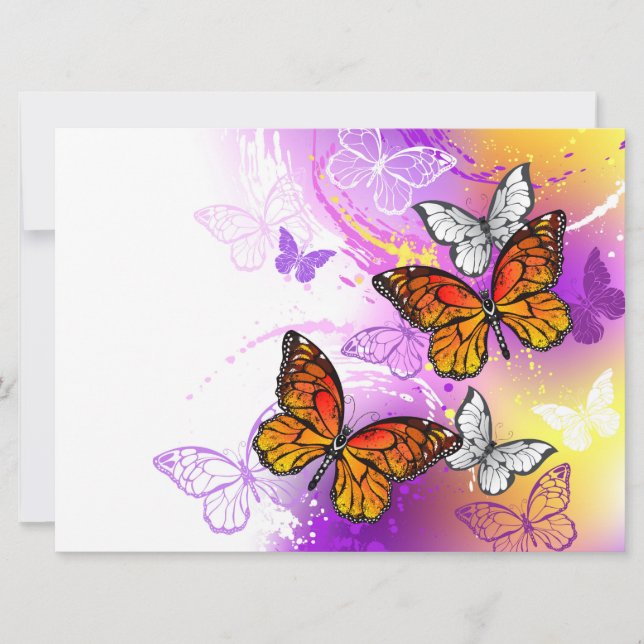 Monarch Butterflies on Purple Background Karte (Vorderseite)