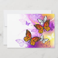 Monarch Butterflies on Purple Background