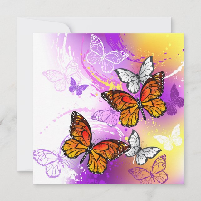 Monarch Butterflies on Purple Background Karte (Vorderseite)