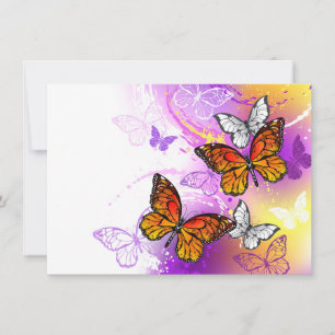 Monarch Butterflies on Purple Background Karte