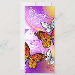 Monarch Butterflies on Purple Background Karte
