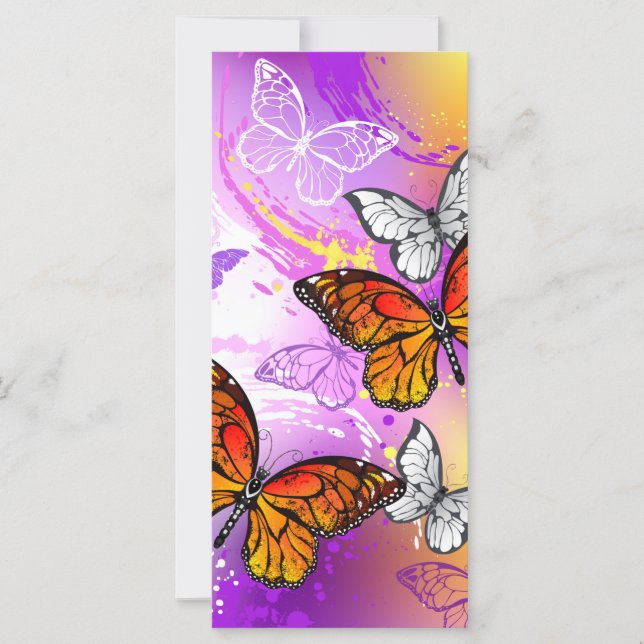 Monarch Butterflies on Purple Background Karte (Vorderseite)