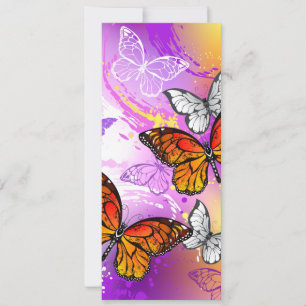 Monarch Butterflies on Purple Background Karte