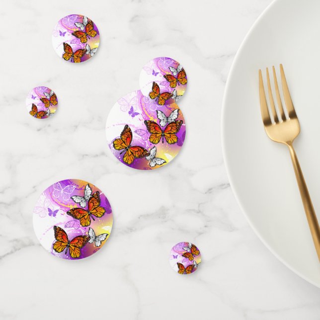 Monarch Butterflies on Purple Background Konfetti (Gruppe)