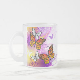 Monarch Butterflies on Purple Background Mattglastasse
