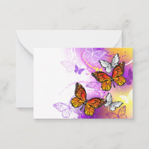 Monarch Butterflies on Purple Background Mitteilungskarte
