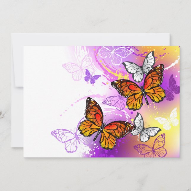 Monarch Butterflies on Purple Background Mitteilungskarte (Vorderseite)