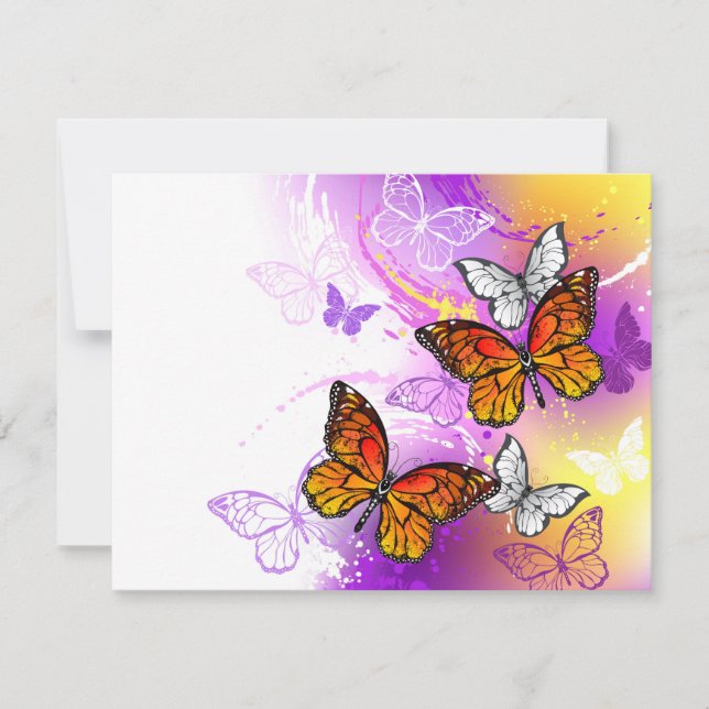 Monarch Butterflies on Purple Background Mitteilungskarte (Vorderseite)