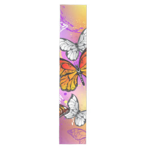 Monarch Butterflies on Purple Background Mittelgroßer Tischläufer