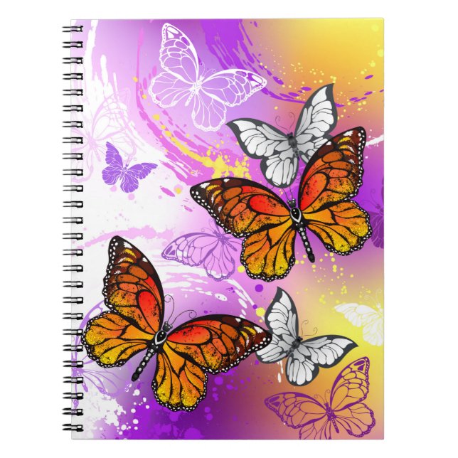 Monarch Butterflies on Purple Background Notizblock (Vorderseite)