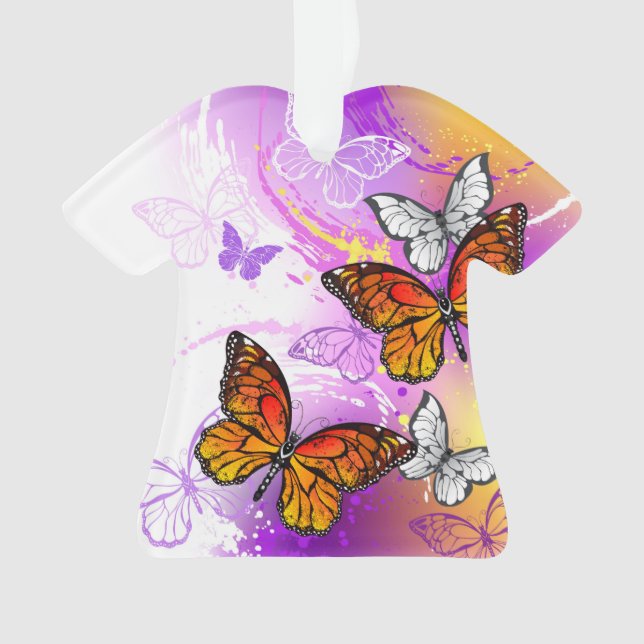Monarch Butterflies on Purple Background Ornament (Vorderseite)