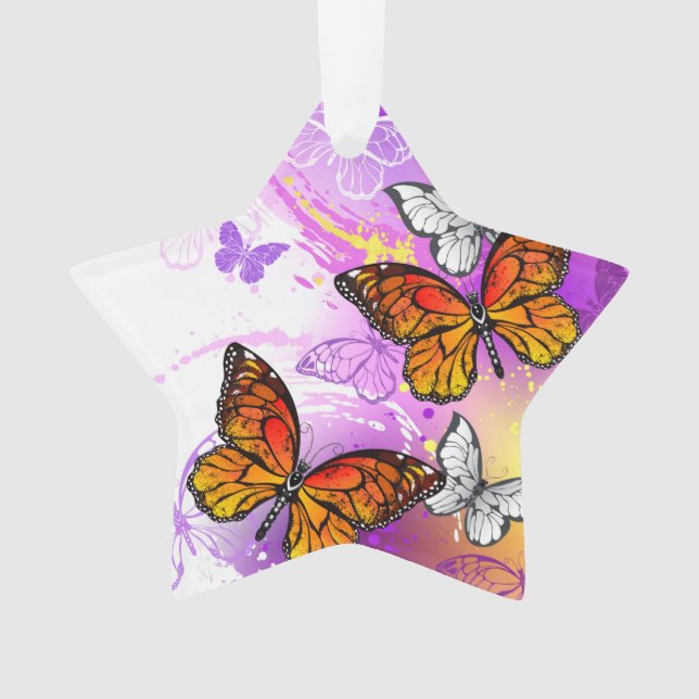 Monarch Butterflies on Purple Background Ornament (Vorderseite)