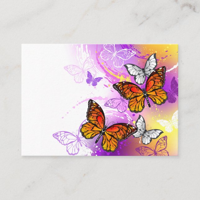 Monarch Butterflies on Purple Background Platzkarte (Vorderseite)