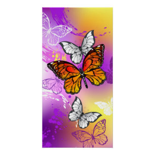 Monarch Butterflies on Purple Background Poster
