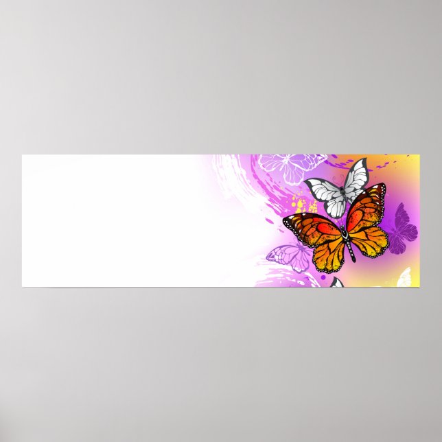 Monarch Butterflies on Purple Background Poster (Vorne)
