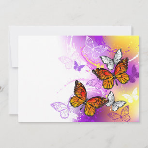 Monarch Butterflies on Purple Background Save The Date