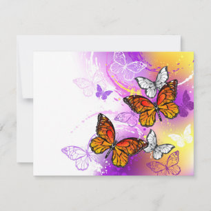 Monarch Butterflies on Purple Background Save The Date