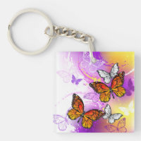 Monarch Butterflies on Purple Background