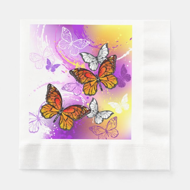 Monarch Butterflies on Purple Background Serviette (Vorderseite)