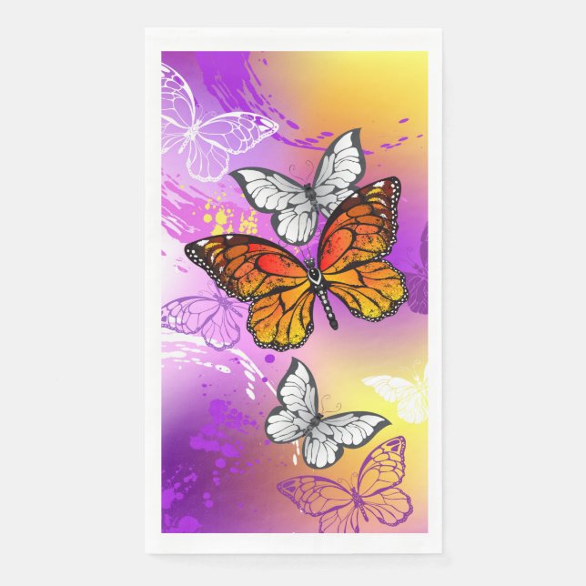 Monarch Butterflies on Purple Background Serviette (Vorderseite)