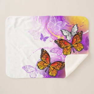 Monarch Butterflies on Purple Background Sherpadecke