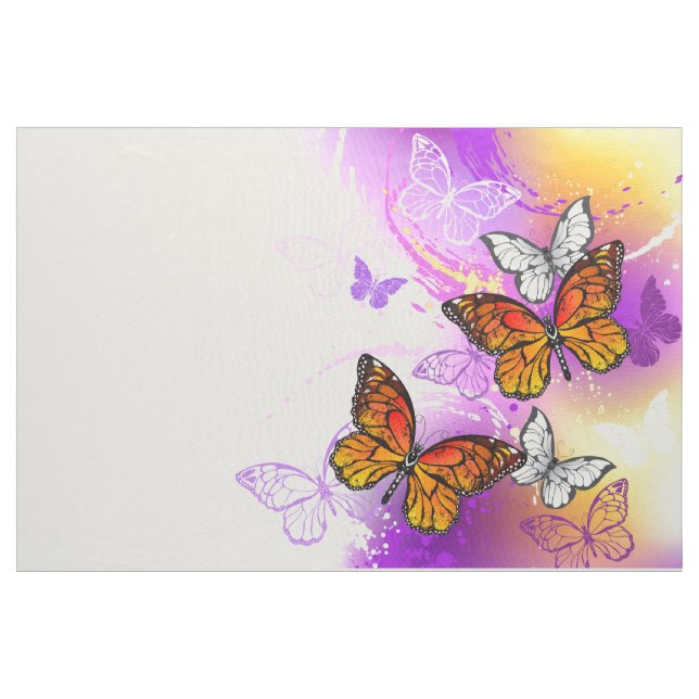 Monarch Butterflies on Purple Background Stoff (Yard (91,4 cm))