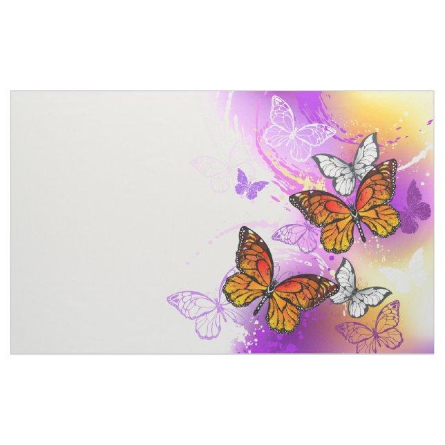 Monarch Butterflies on Purple Background Stoff (Yard (91,4 cm))