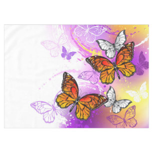 Monarch Butterflies on Purple Background Tischdecke