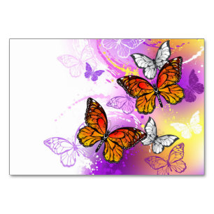 Monarch Butterflies on Purple Background Tischnummer