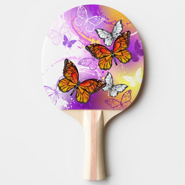 Monarch Butterflies on Purple Background Tischtennis Schläger (Vorderseite)