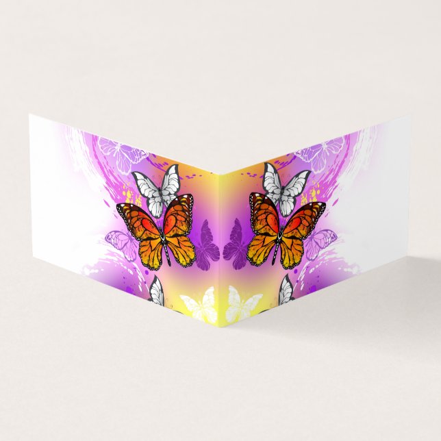 Monarch Butterflies on Purple Background Visitenkarten (Vorderseite)