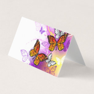 Monarch Butterflies on Purple Background Visitenkarten