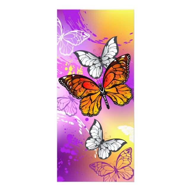 Monarch Butterflies on Purple Background Werbekarte (Vorne)