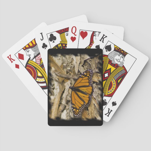 Monarch Butterfly am Boden schwarzen Rand Spielkarten (Rückseite)
