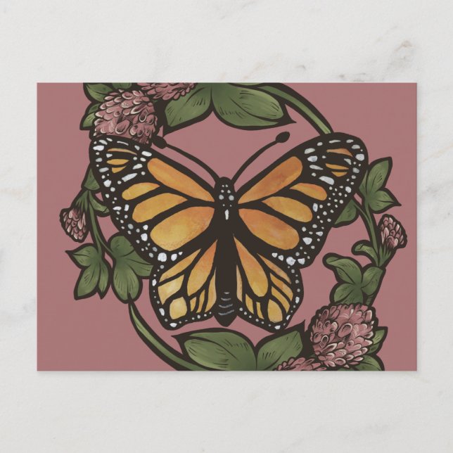Monarch Butterfly and Clover                       Postkarte (Vorderseite)