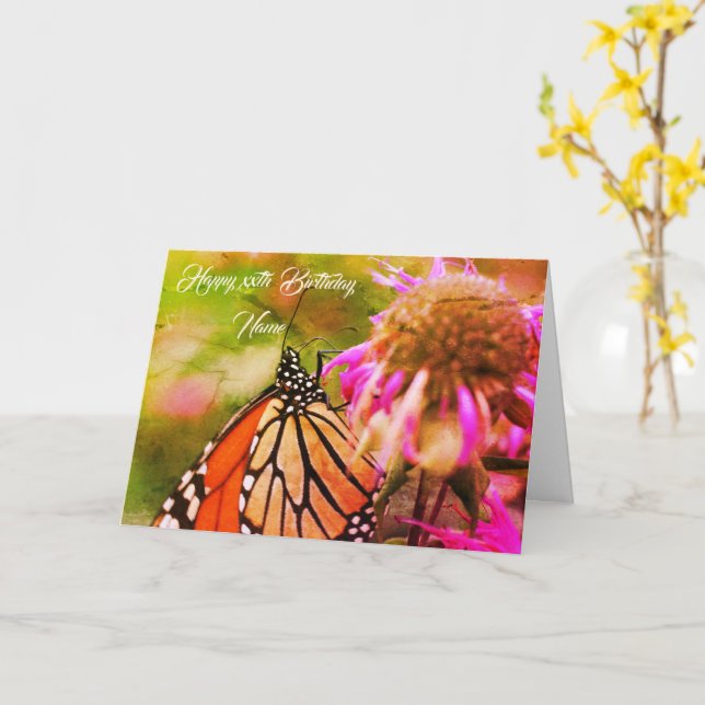 Monarch Butterfly Art Personalisiert Karte (Gelbe Blume)