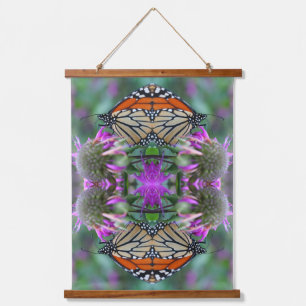 Monarch Butterfly Auf Blume Natur Abstrakt Wandteppich Mit Holzrahmen