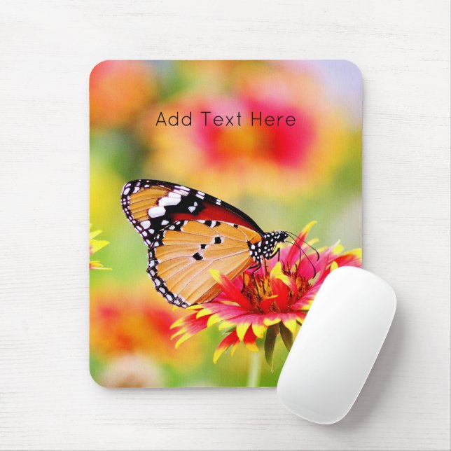 Monarch Butterfly auf der Blume Rot und Gelb Mousepad (Mit Mouse)