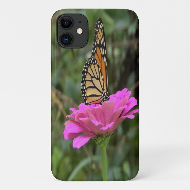 Monarch Butterfly auf der Hübschen rosa Zinnia-Blu Case-Mate iPhone Hülle (Rückseite)