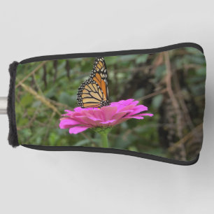 Monarch Butterfly auf der Hübschen rosa Zinnia-Blu Golf Headcover