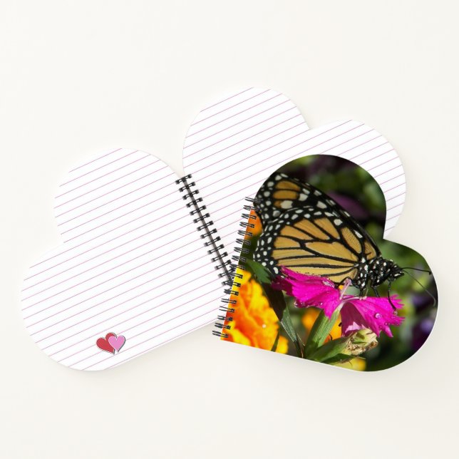 Monarch Butterfly auf der Pink-Marigold-Blume Notizbuch (Innenseite)