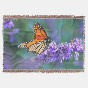 Monarch Butterfly auf Lila lila Blume Decke