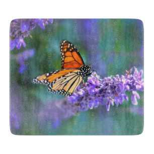 Monarch Butterfly auf Lila lila Blume Schneidebrett
