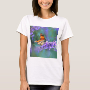 Monarch Butterfly auf Lila lila Blume T-Shirt