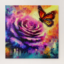 Monarch Butterfly auf Lila Rose bei Sonnenuntergan